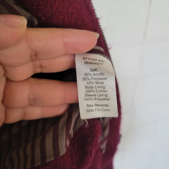 CAbi Merlot Boucle Fringe Trim Jacket - Picture 10 of 11